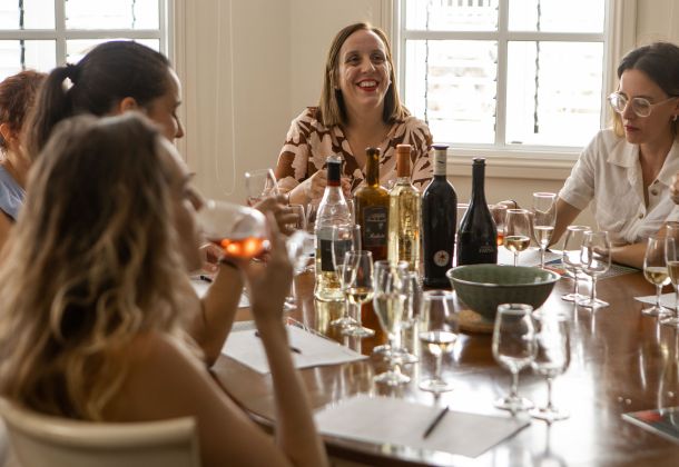 Girls tasting wine